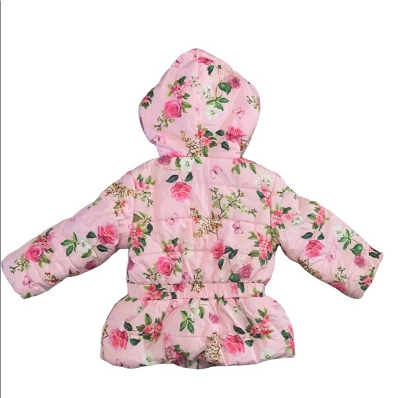Little Me Floral Pink Puffer Baby Jacket - Picture 2 of 5